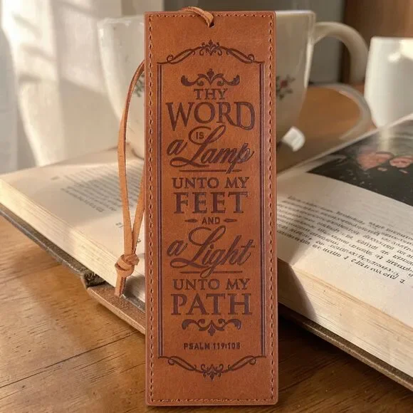 Christian Leather Scripture Bookmark for Men Women Inspirational Bible Verse - Picture 2 of 3